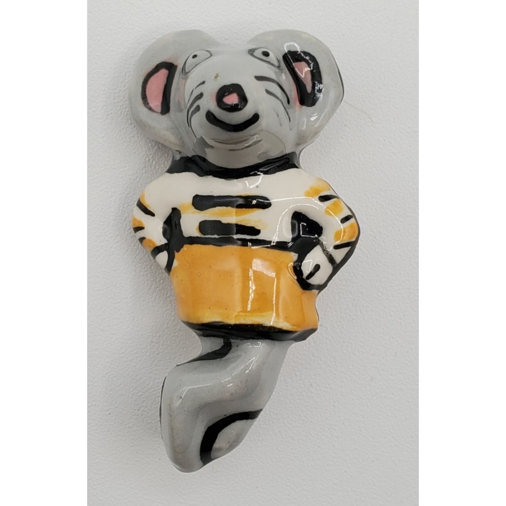 Vtg Ceramic Mighty Mouse Brooch